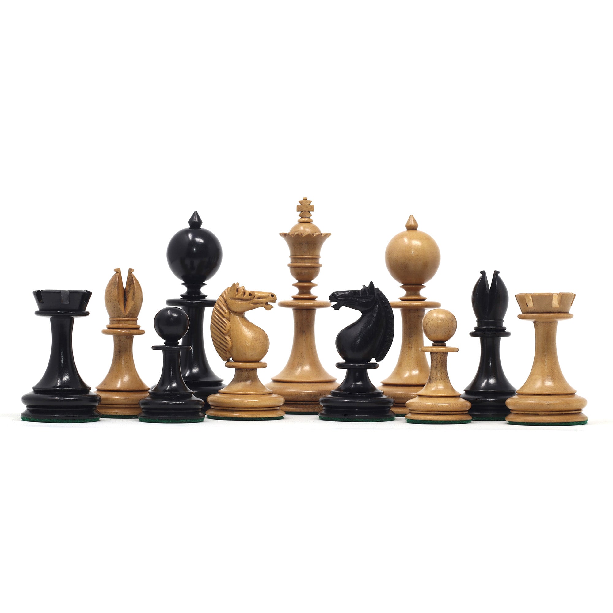 The William Hallett 1860 London Chess Set in Distressed Boxwood/Ebony - 3.5" King