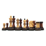 Dubrovink Series 1970 Reproduction 3.75" Luxury Burnt Accacia / Boxwood Chess Set