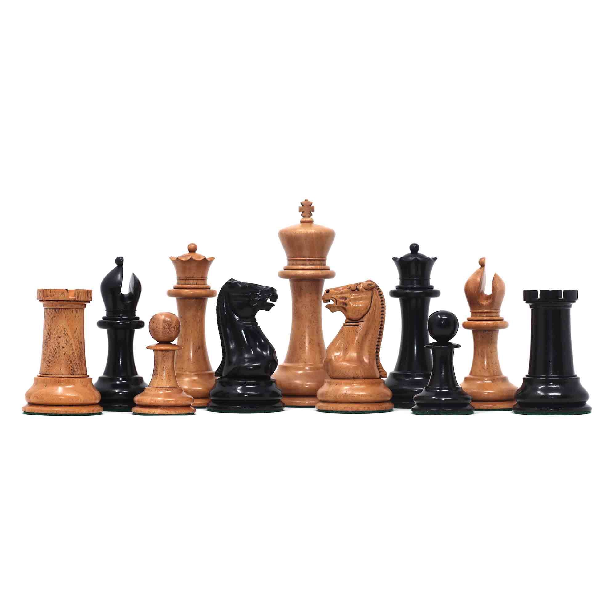 Reproduced 1910 Circa Lasker–Schlechter World Championship Chessmen in  Genuine Ebony Wood & Boxwood - 4.4 King