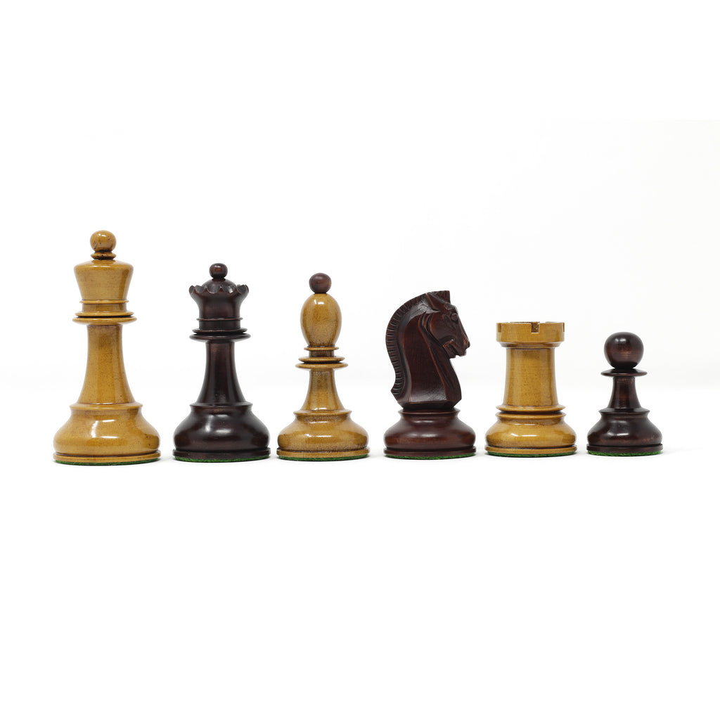 Dubrovink Series 1950 Vintage Reproduction 3.75" Boxwood/Mahogany Stained Chess Set