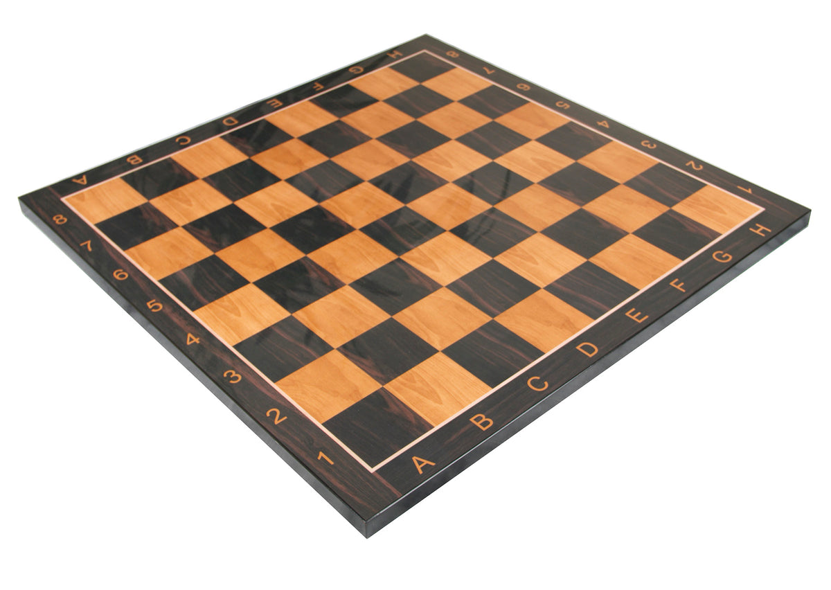Chess Board with 2" Square size in Ebony/Antiqued Box wood Look with Notations