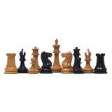 Original Reproduction Nathaniel 1849 Vintage 3.75" Chess Pieces in Antiqued Boxwood & Ebony