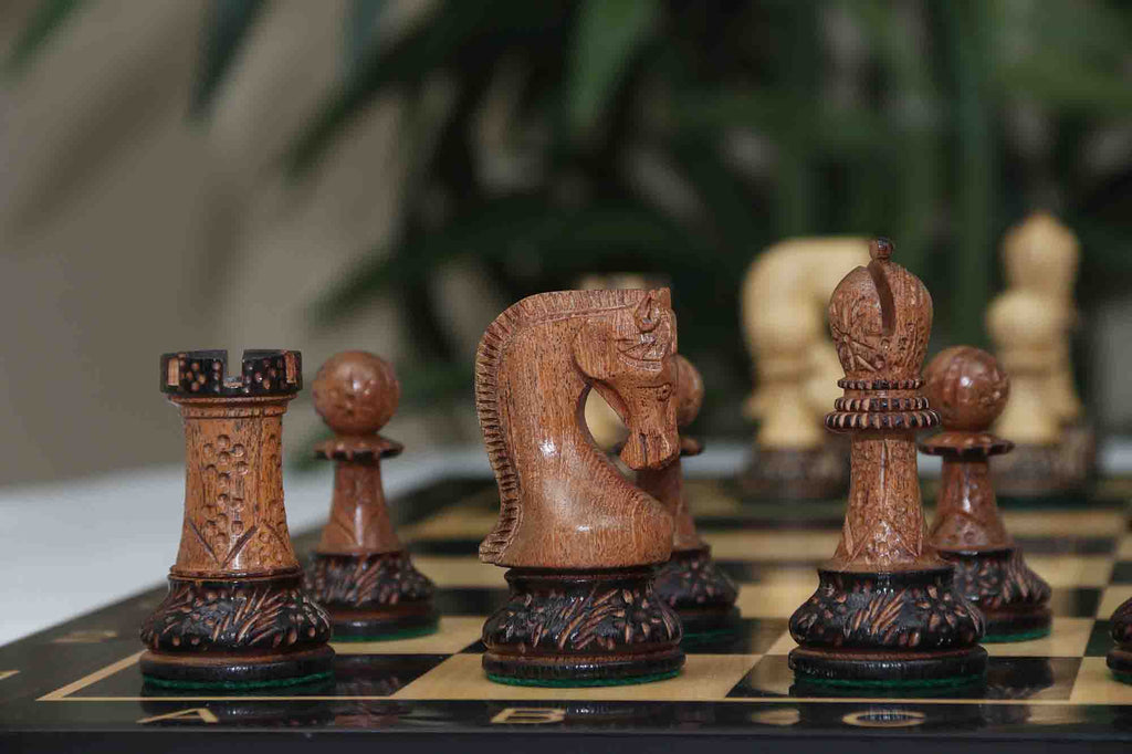 Leningrad Series 4 Luxury Staunton Chess Set in Burnt Gold