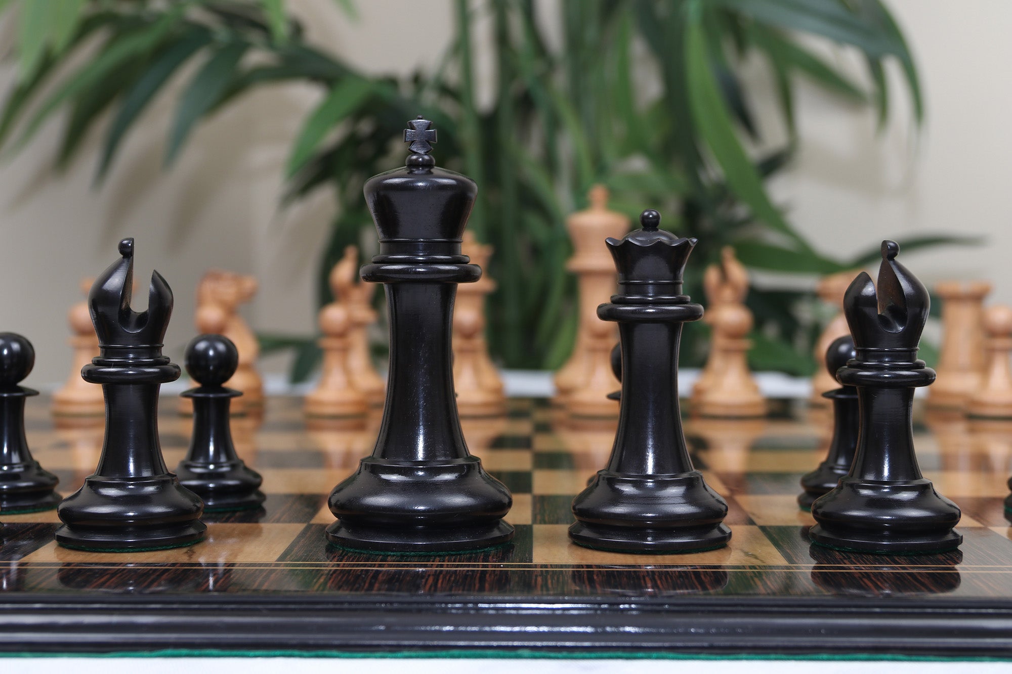 1849 Early Version Reproduced 4.4" Chess Set in Distressed Boxwood/Ebony