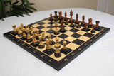 Leningrad Series 4" Luxury Staunton Chess Set in Lacquered Burnt Boxwood