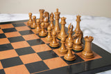 Chariot of Selene Series 4.4" Luxury Staunton Chessmen in Distressed Boxwood and  Ebony Wood