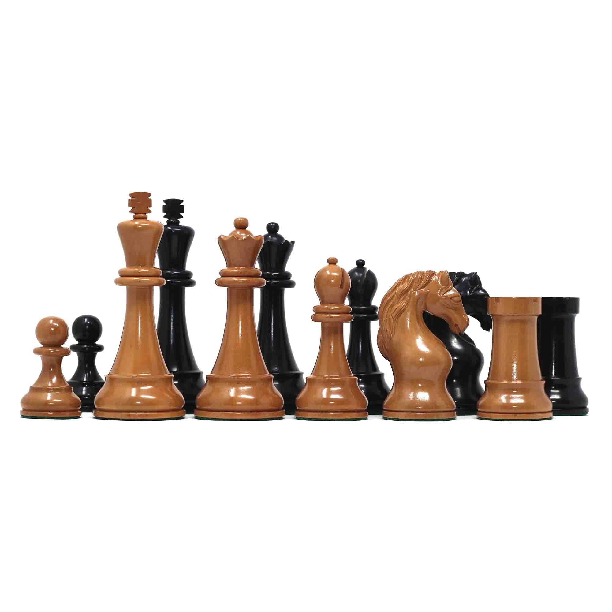 The Herman Steiner Commemorative Series Chess Pieces in Antiqued Boxwood and Ebony - 5.0" King