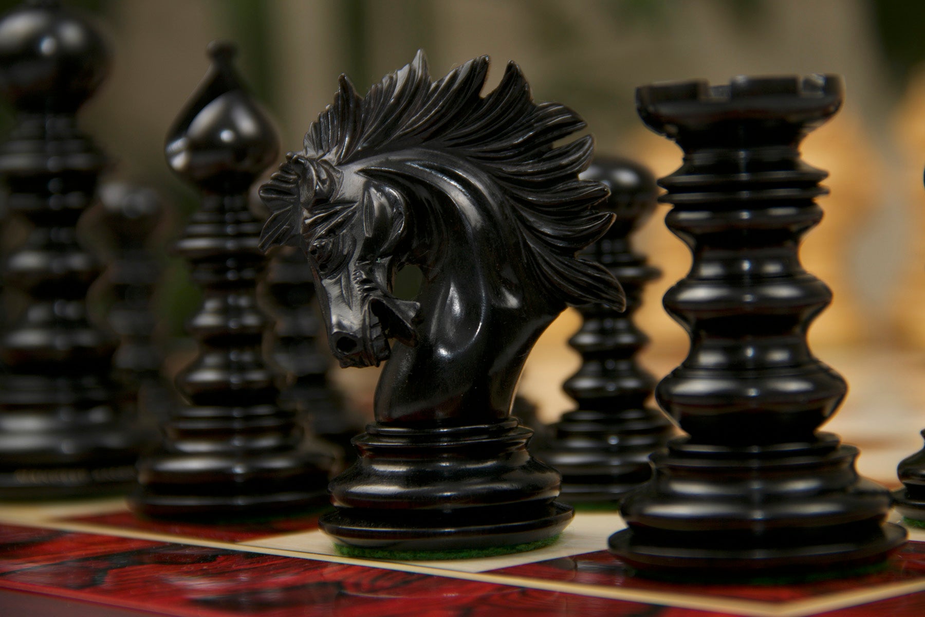 Raging Stallions Series Luxury Staunton Ebony Wood Chessmen - 4.4" King