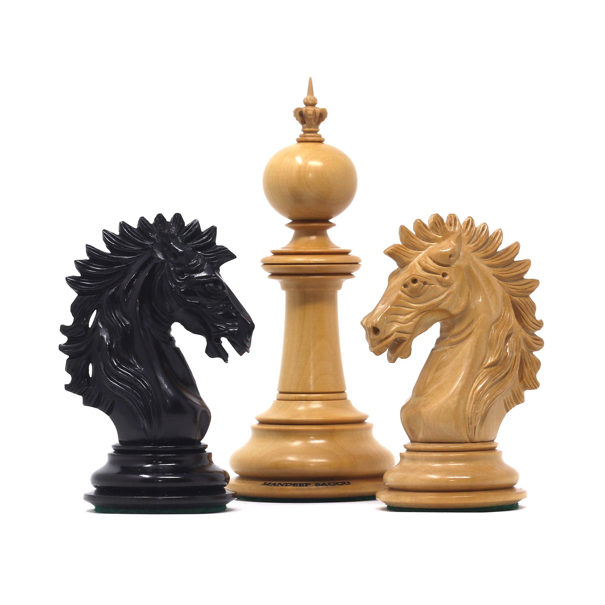 The Arthurian Series 4.4" Luxury Artisan Ebony Wood Chess Pieces