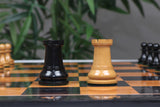 Original Reproduction Nathaniel 1849 Vintage 3.75" Chess Pieces in Antiqued Boxwood & Ebony