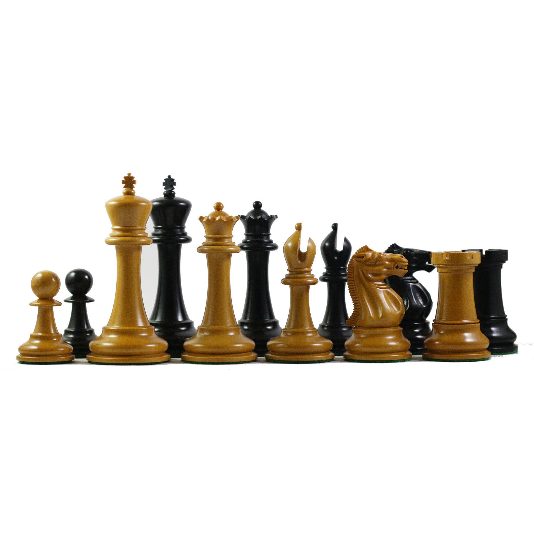 Emil Kemacny 1892-93 Reproduction Staunton Chessmen in Antiqued Boxwood/Ebonised