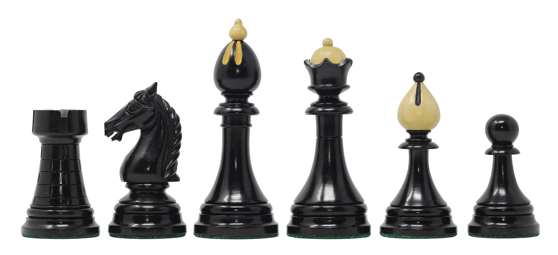 THE 1951-1954 "ČESKÁ KLUBOVKA" FIDE TOURNAMENT CZECH REPRODUCTION CHESSMEN IN EBONY WOOD & BOXWOOD - 4.0" KING