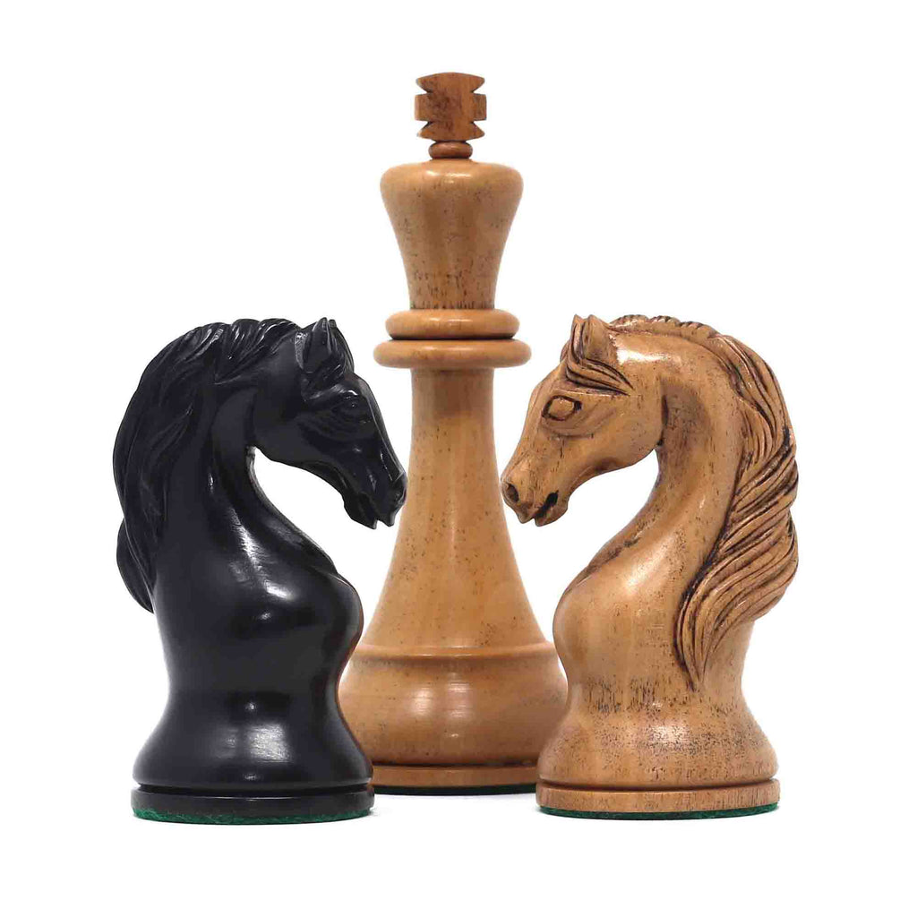 The Herman Steiner Commemorative Series Chess Pieces in Distressed Boxwood and Ebony - 5.0" King