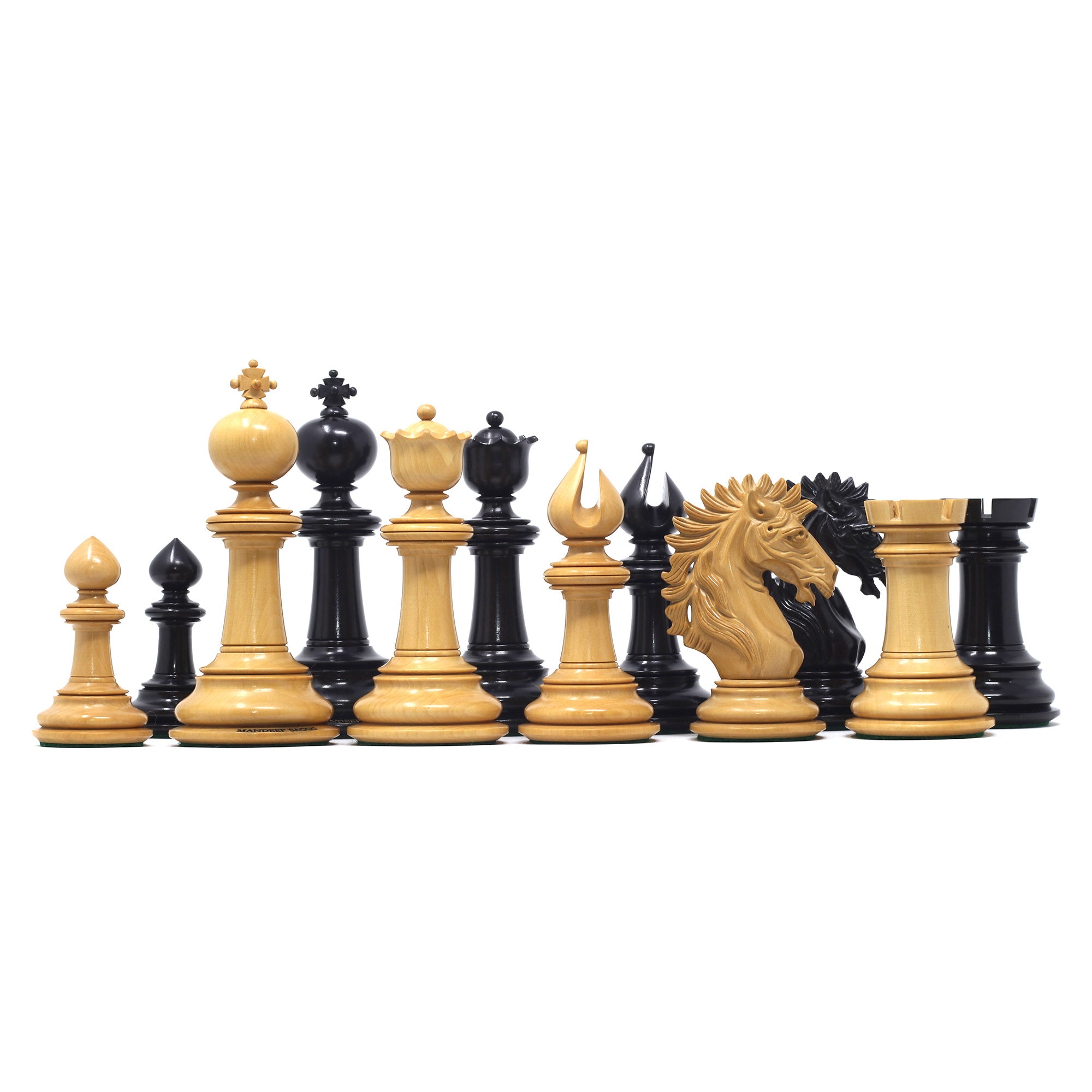 The Arthurian Series 4.4" Luxury Artisan Ebony Wood Chess Pieces