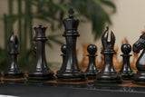 Chariot of Selene Series 4.4" Luxury Staunton Chessmen in Distressed Boxwood and  Ebony Wood