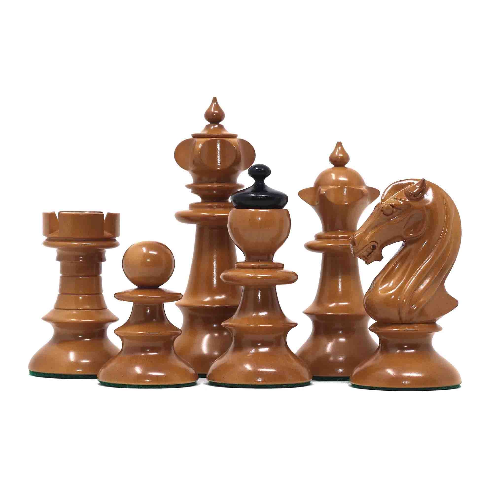 Vienna Coffee House Chess Set Ebony & Boxwood Pieces with Black & Ash Burl  Chess Board - 4 King