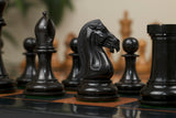 Chariot of Selene Series 4.4" Luxury Staunton Chessmen in Distressed Boxwood and  Ebony Wood
