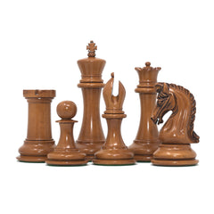 Tristan Series Luxury Staunton Chess Pieces in Ebony and Distressed Boxwood: King Size 4.4"