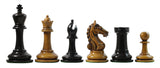 Warrior Series 4" Premium Staunton Chess Set in Ebony and Distressed Box Wood