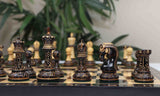 Leningrad Series 4" Luxury Staunton Chess Set in Lacquered Burnt Boxwood