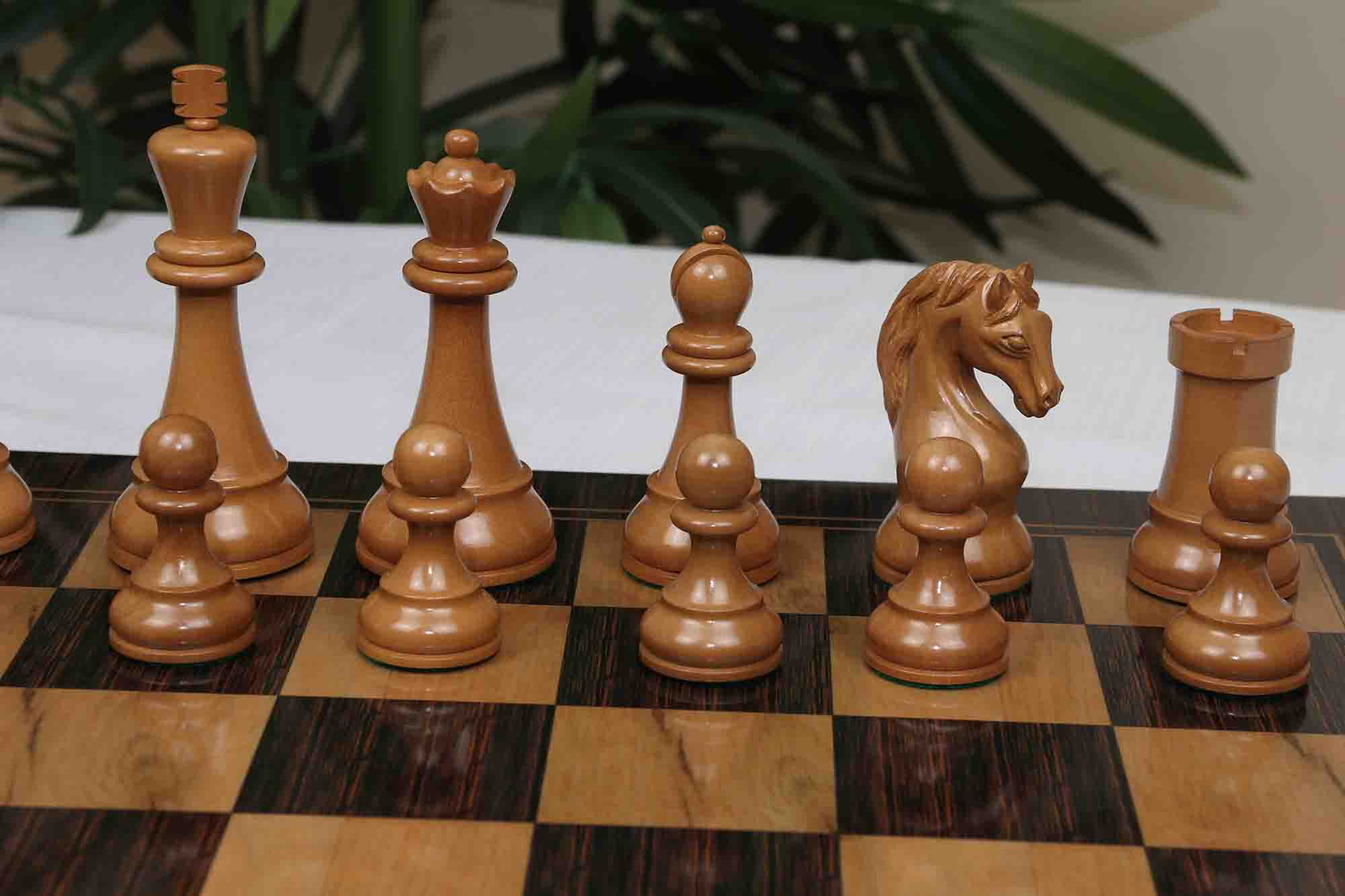 The Herman Steiner Commemorative Series Chess Pieces in Antiqued Boxwood and Ebony - 5.0" King