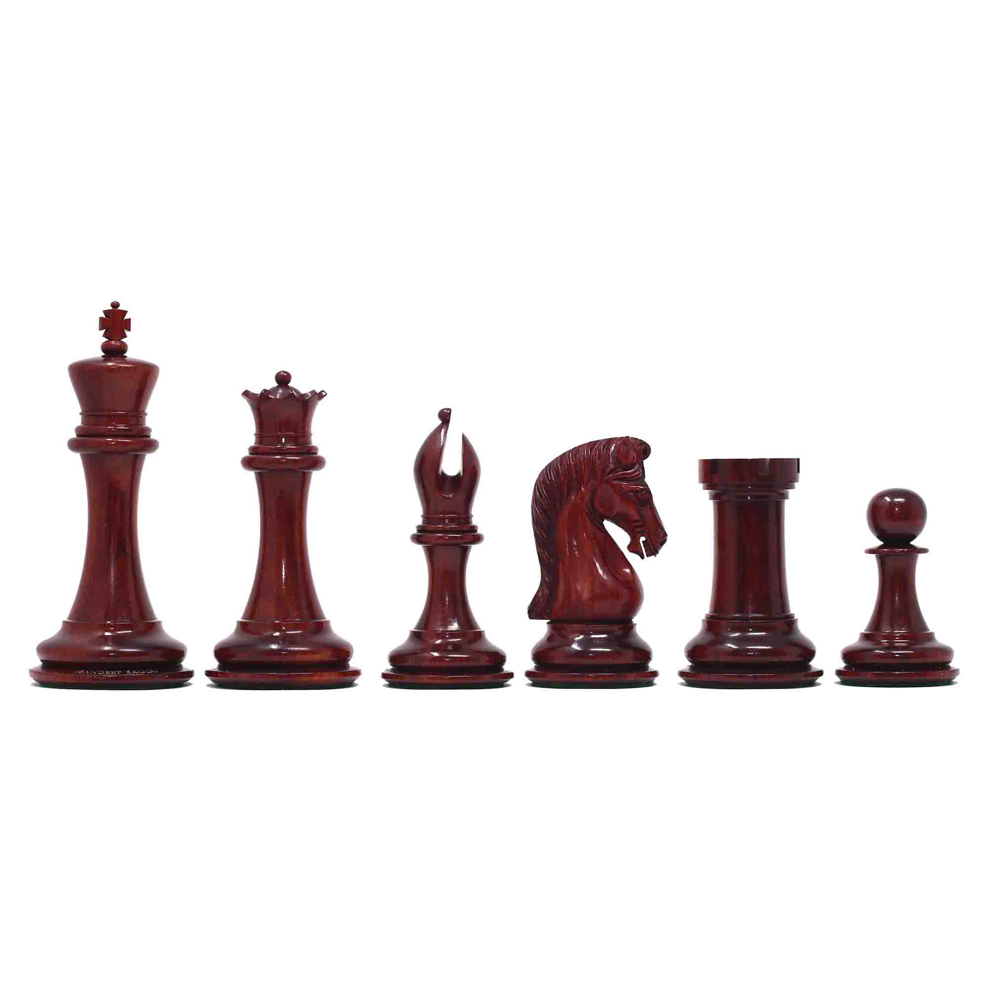 Grand Collection Signature Series Luxury Staunton Chess Pieces in Padouk / Boxwood: King Size 4.4"