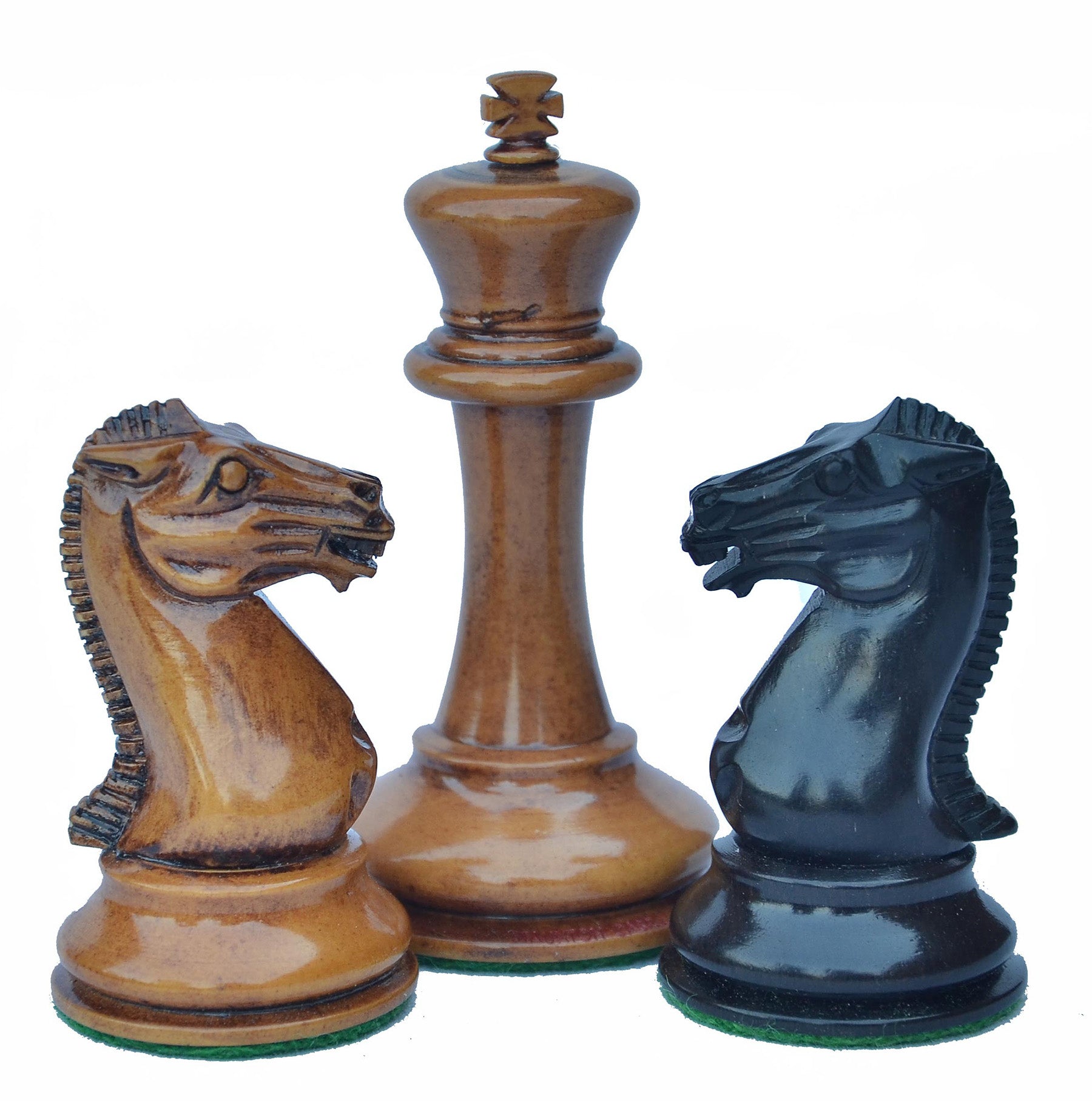 Walter Grimshaw 1854 Circa Reproduction Staunton Distressed Antiqued/Ebony Chess Set