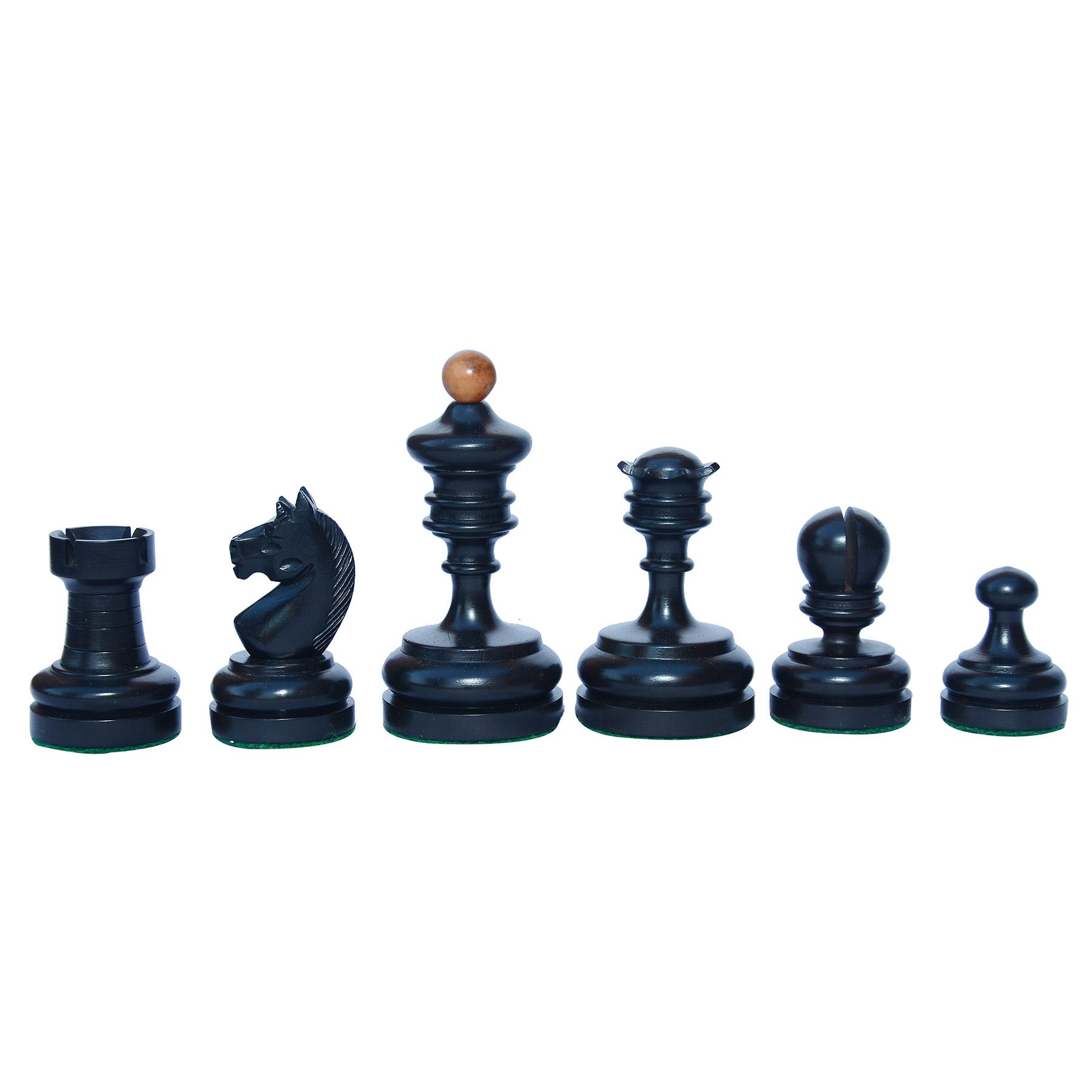 Reproduction Vintage 1930 German Knubbel 3.5" Chess Set in Distressed Antiqued and Ebonised Box wood