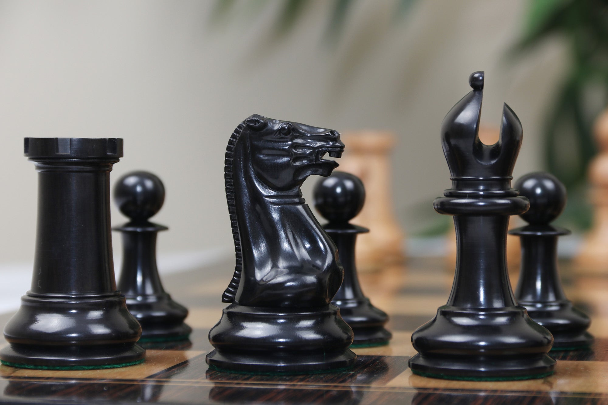 1849 Early Version Reproduced 4.4" Chess Set in Distressed Boxwood/Ebony