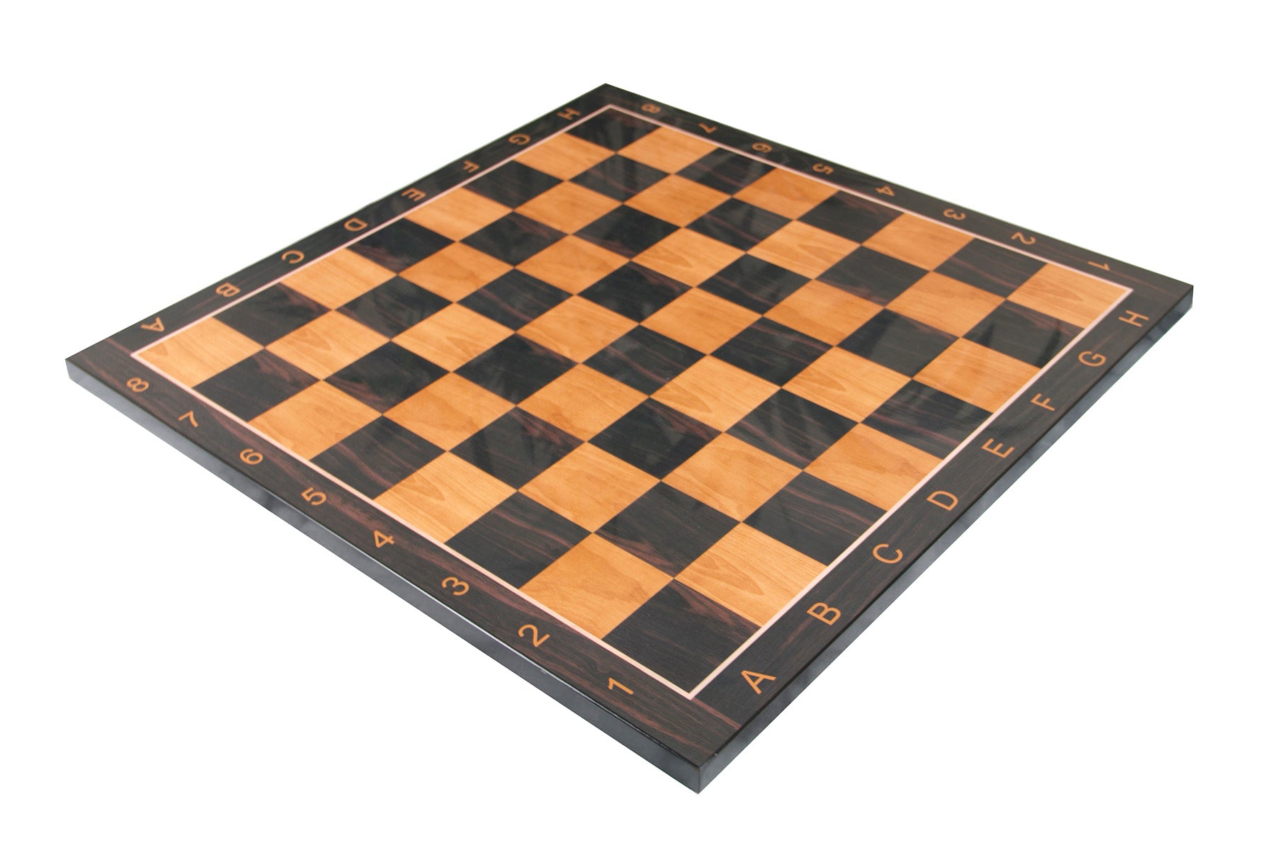 Chess Board with 2" Square size in Ebony/Antiqued Box wood Look with Notations