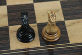 Original Reproduction Nathaniel 1849 Vintage 4.4" Chess Pieces in Antiqued Boxwood & Ebony