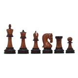 Leningrad Series 4" Luxury Staunton Chess Set in Lacquered Burnt Gold Rosewood & Boxwood