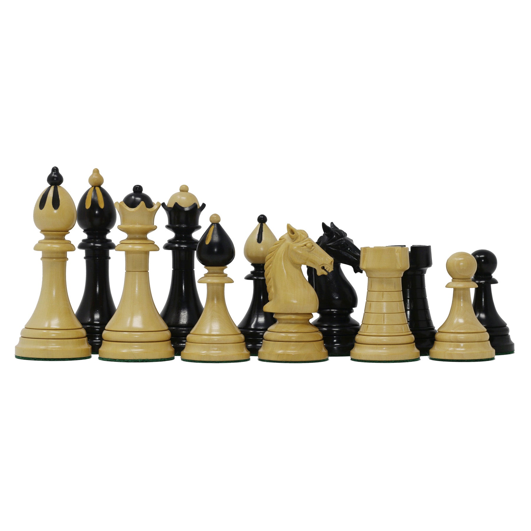 THE 1951-1954 "ČESKÁ KLUBOVKA" FIDE TOURNAMENT CZECH REPRODUCTION CHESSMEN IN EBONY WOOD & BOXWOOD - 4.0" KING