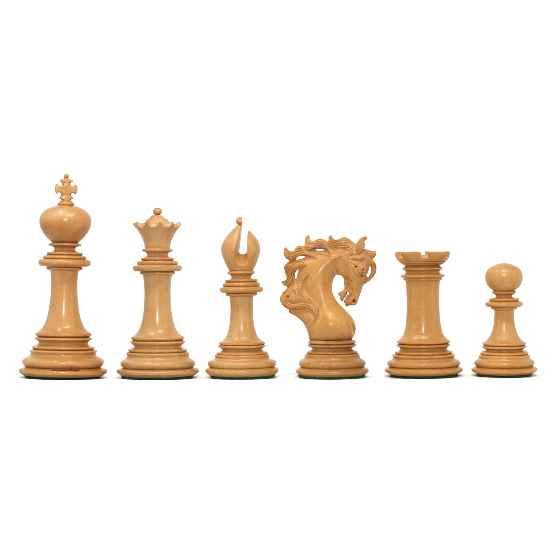 Valluzia Series 4.4" Luxury Staunton Chessmen in Blood Rose Wood and Boxwood