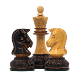 Dubrovnik Series 1970 Reproduction 3.75" Luxury Burnt Boxwood Lacquered Chess Set
