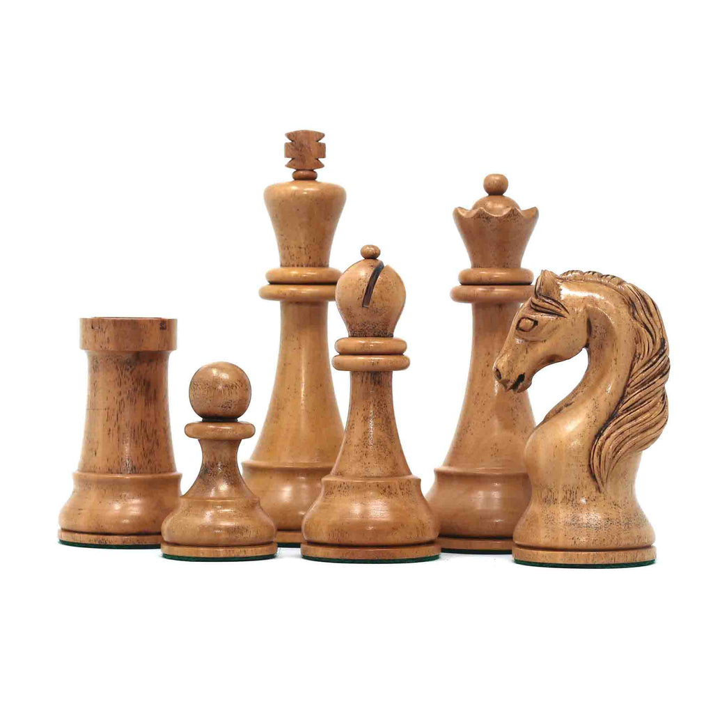 The Herman Steiner Commemorative Series Chess Pieces in Distressed Boxwood and Ebony - 5.0" King