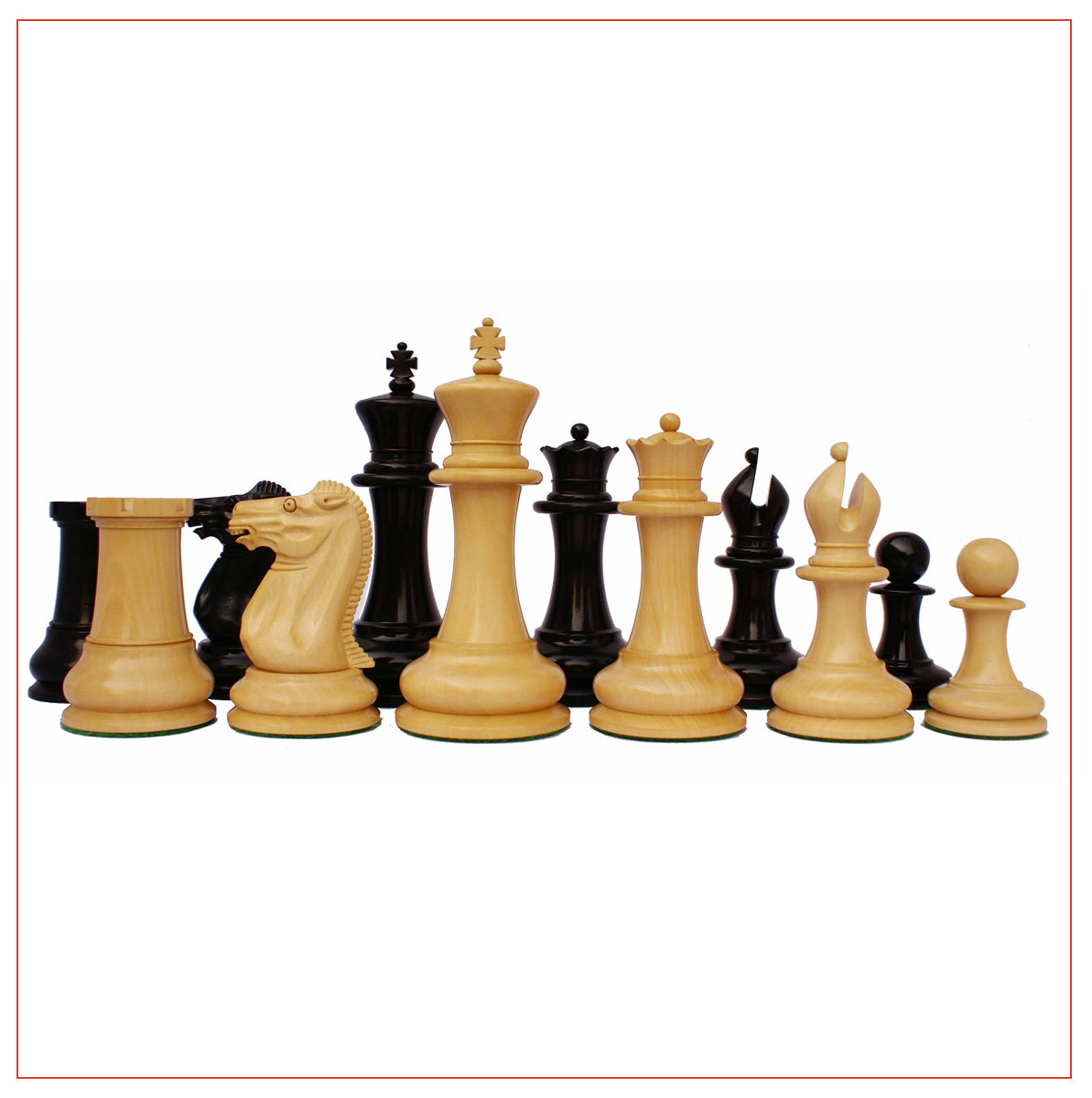 Jaques Reproduction Circa 1870-75 Staunton Chessmen With Presentation Box