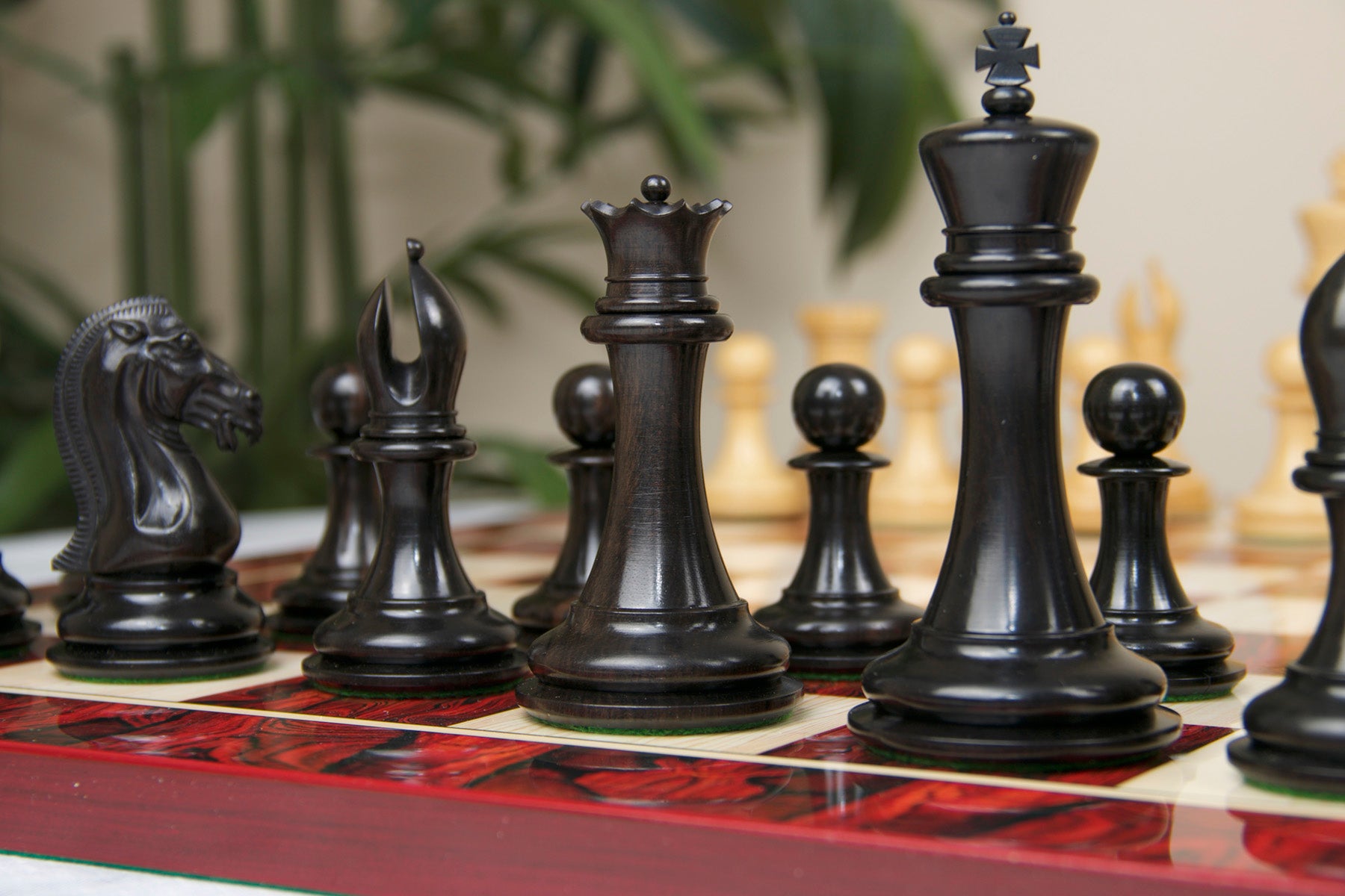 Chariot of Selene Series 4.4" Luxury Staunton Chessmen in Ebony Wood