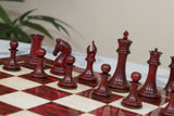 Tristan Series Luxury Staunton Chess Pieces in Blood Rose wood: King Size 4"