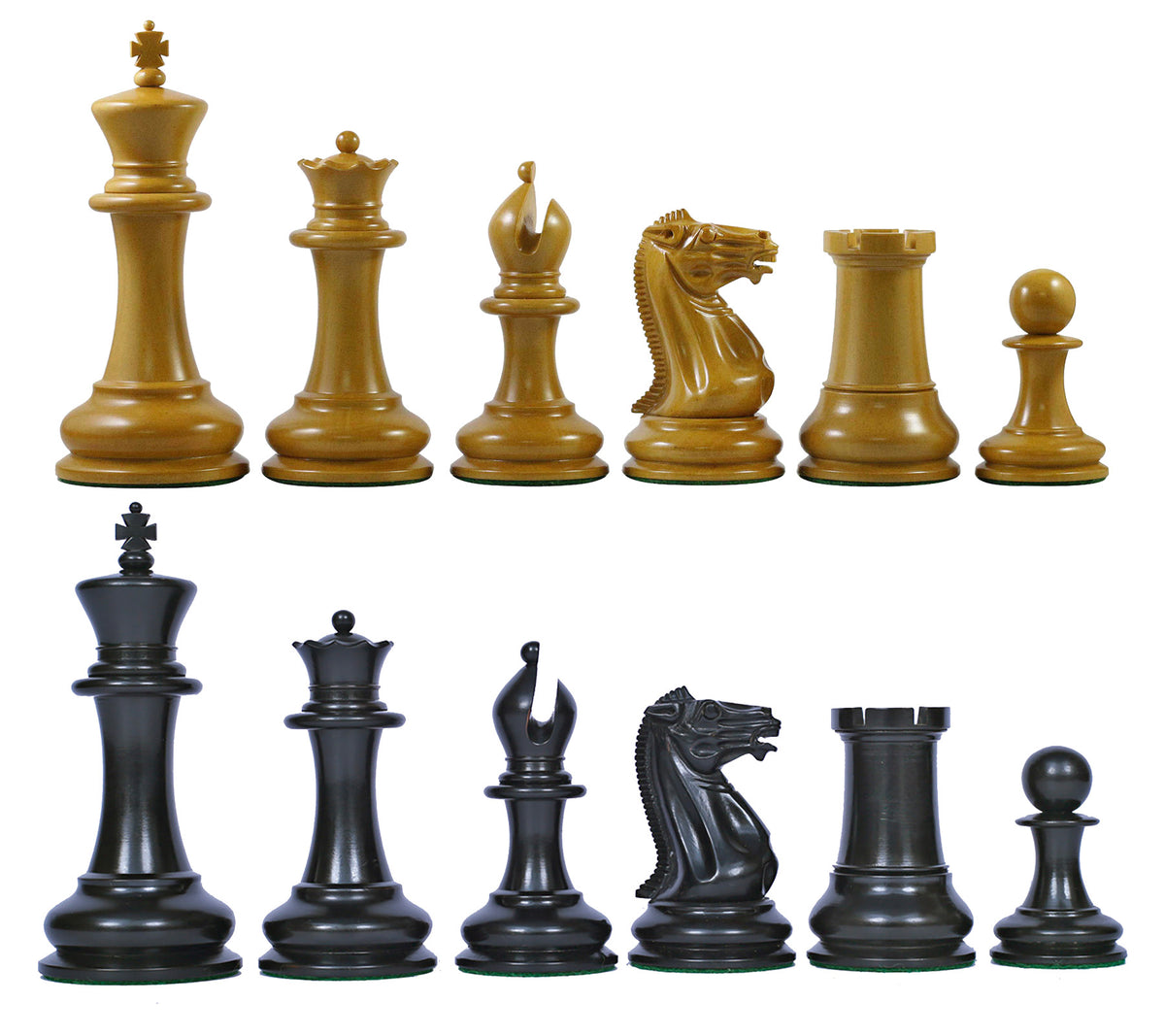 Jaques Reproduction 1850-55 Staunton Antiqued/Ebonised 4.4" Chess Pieces
